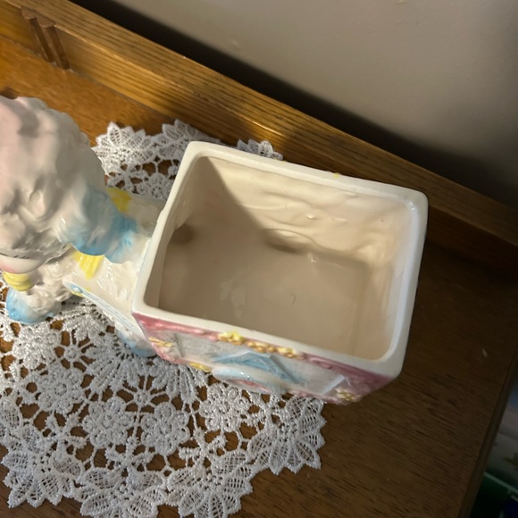 Vintage RELPO #1847 Lamb Alphabet Block Wagon Nursery Flower Planter Japan - Picture 4 of 13